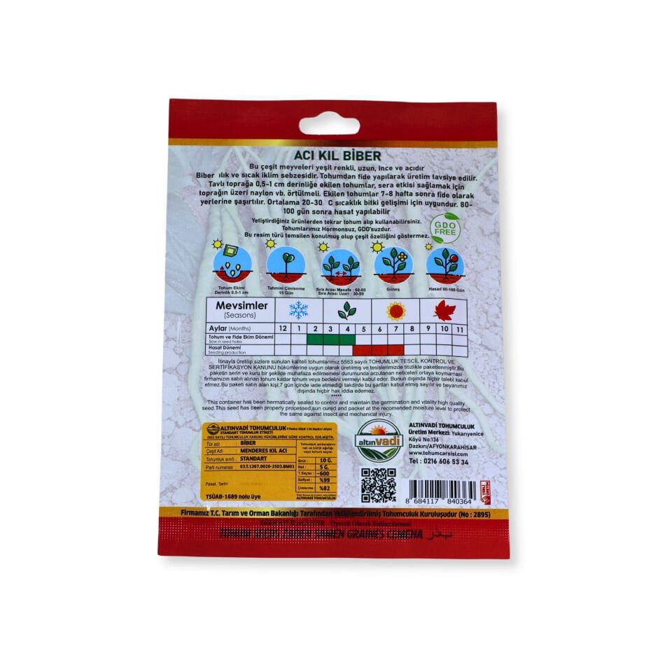 Acı kıl biber tohumu - 600 adet