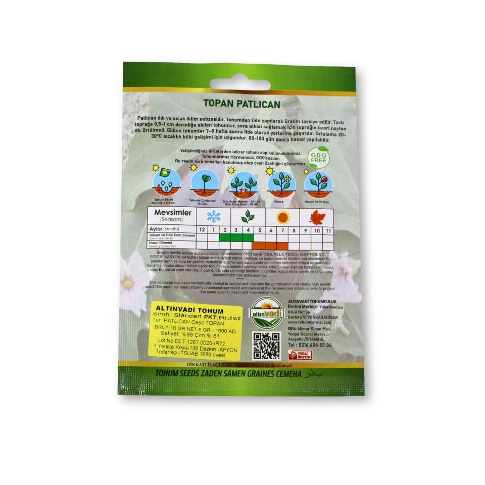 Topan patlıcan tohumu - 1000 adet