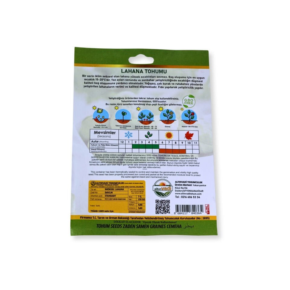 Brüksel lahana tohumu - 150 adet