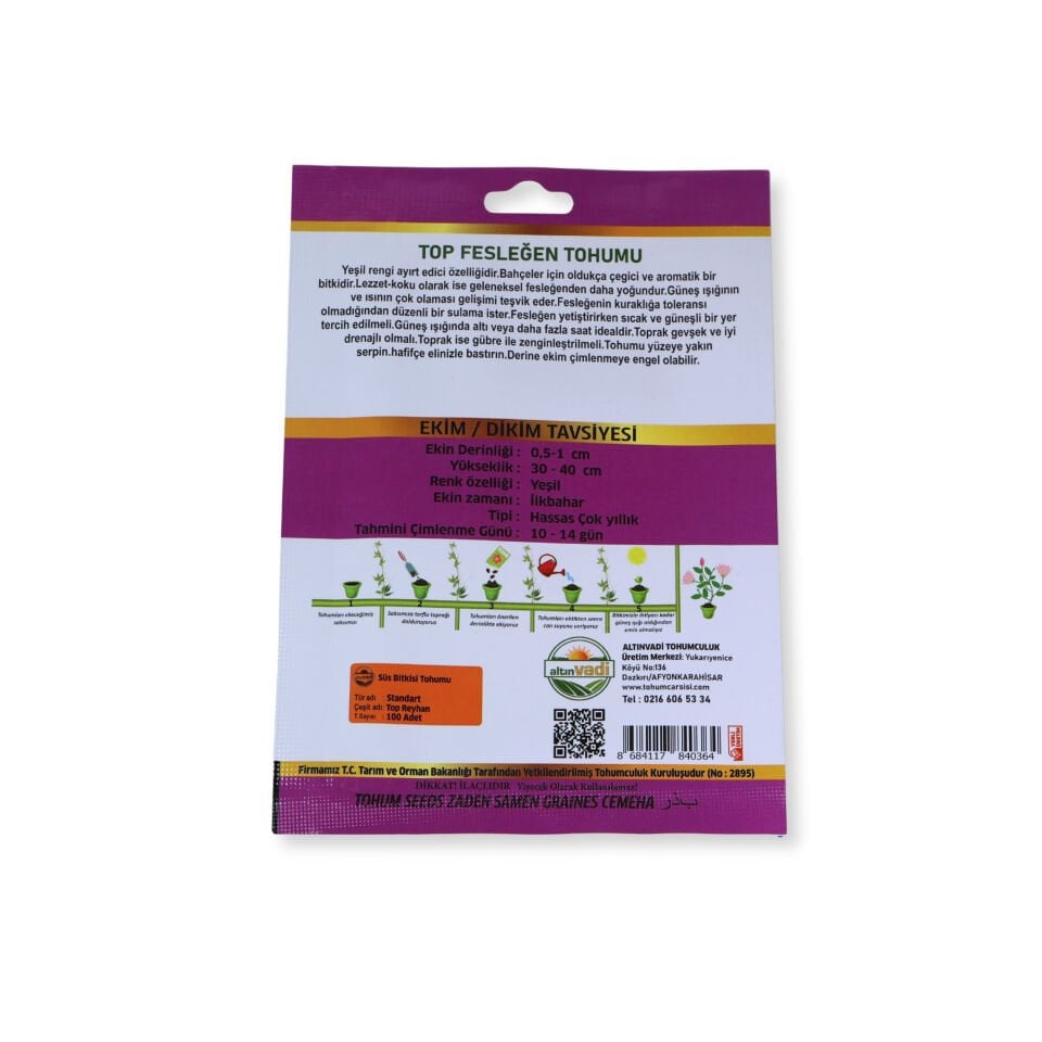 Top fesleğen tohumu - 100 adet