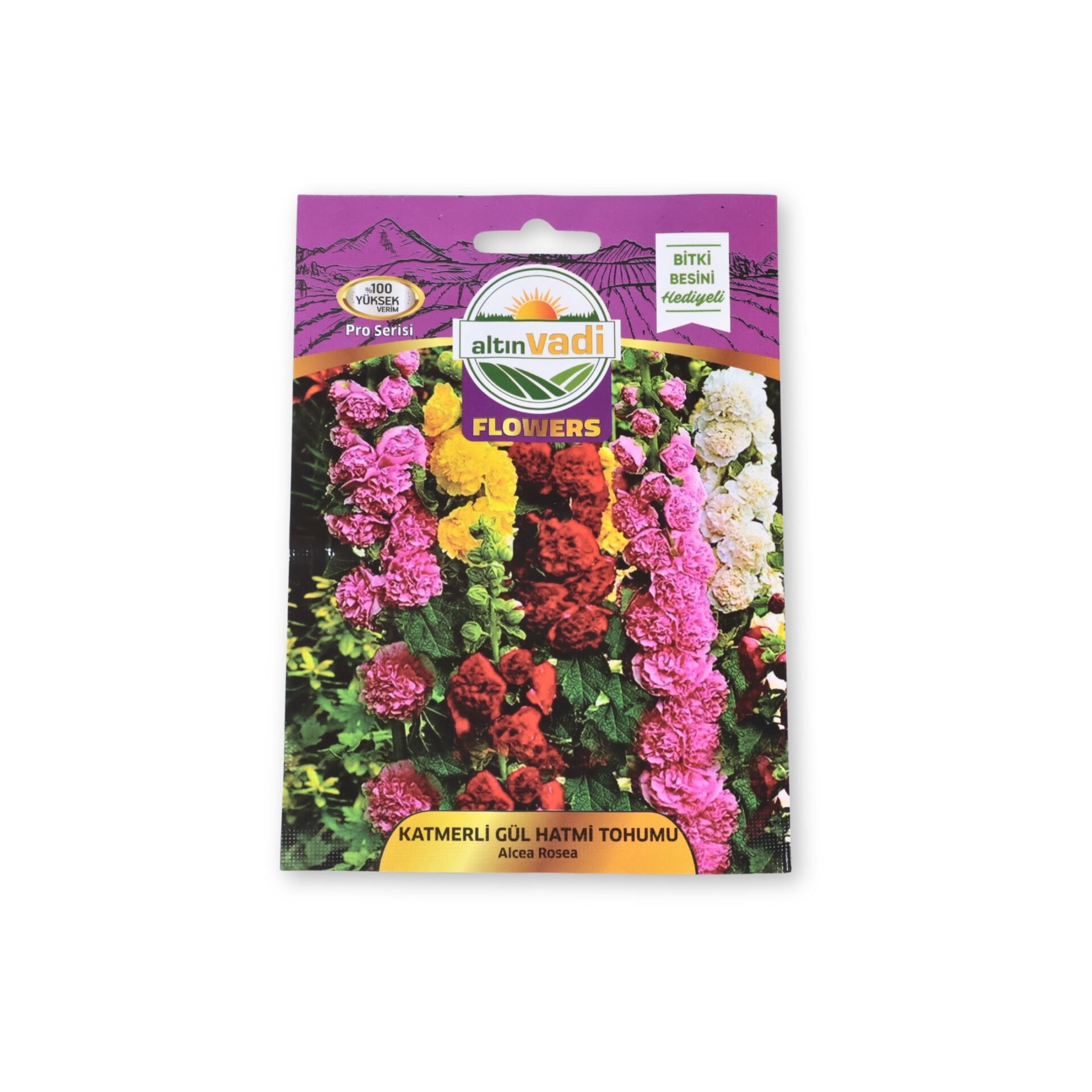 Katmerli gül hatmi tohumu (Alcea Rosea) - 20 adet