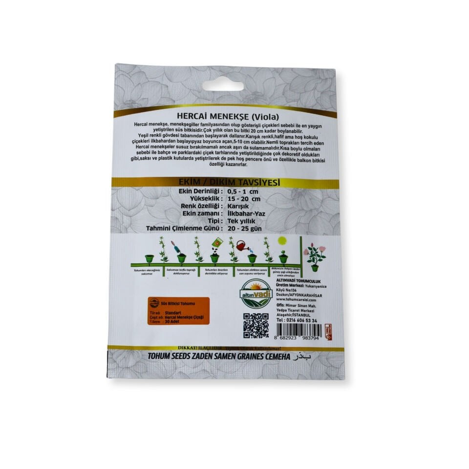 Hercai menekşe tohumu (Viola) - 30 adet