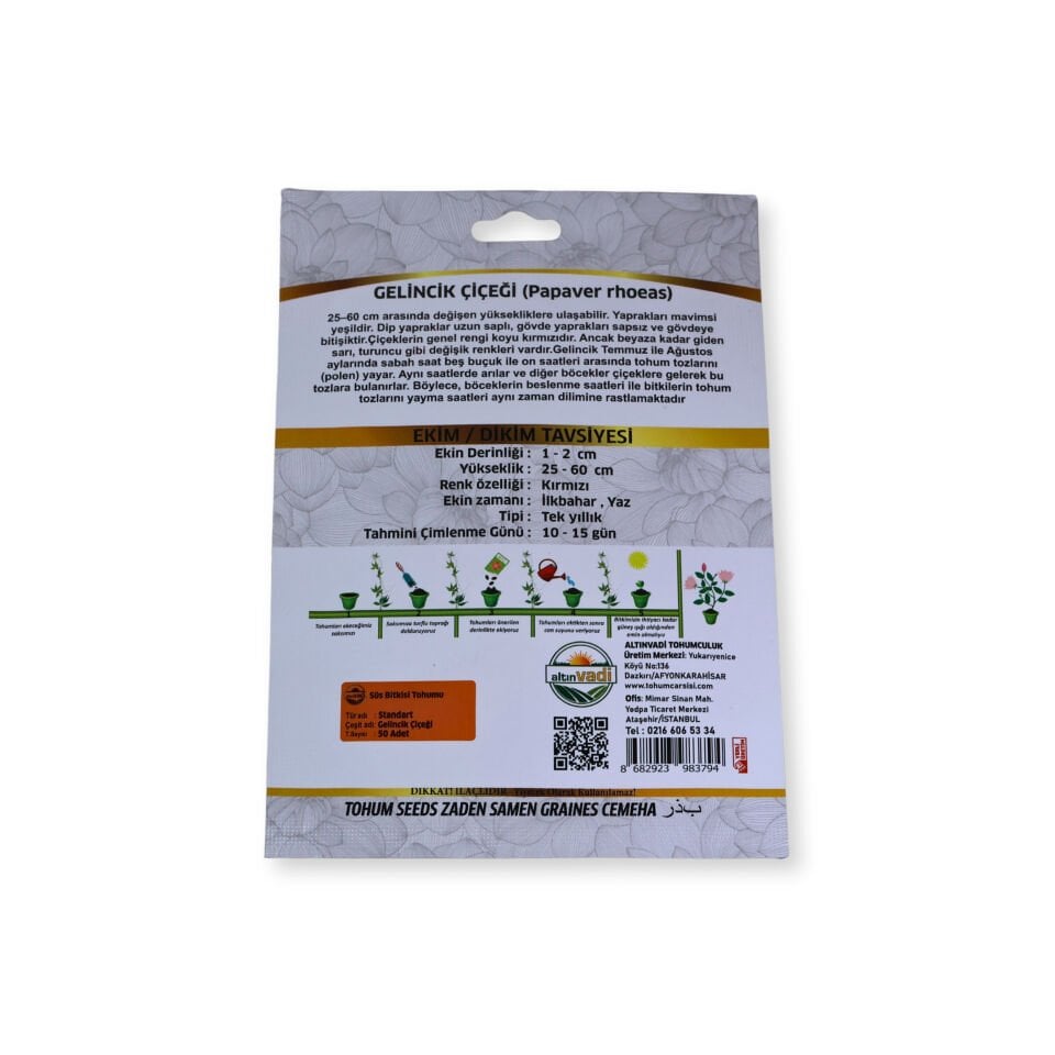 Gelincik çiçeği tohumu