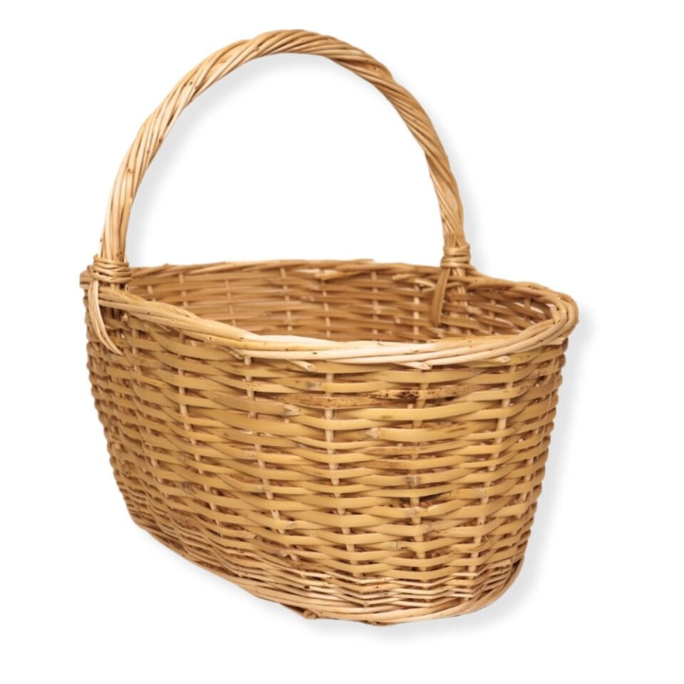 Oval saplı hasır sepet