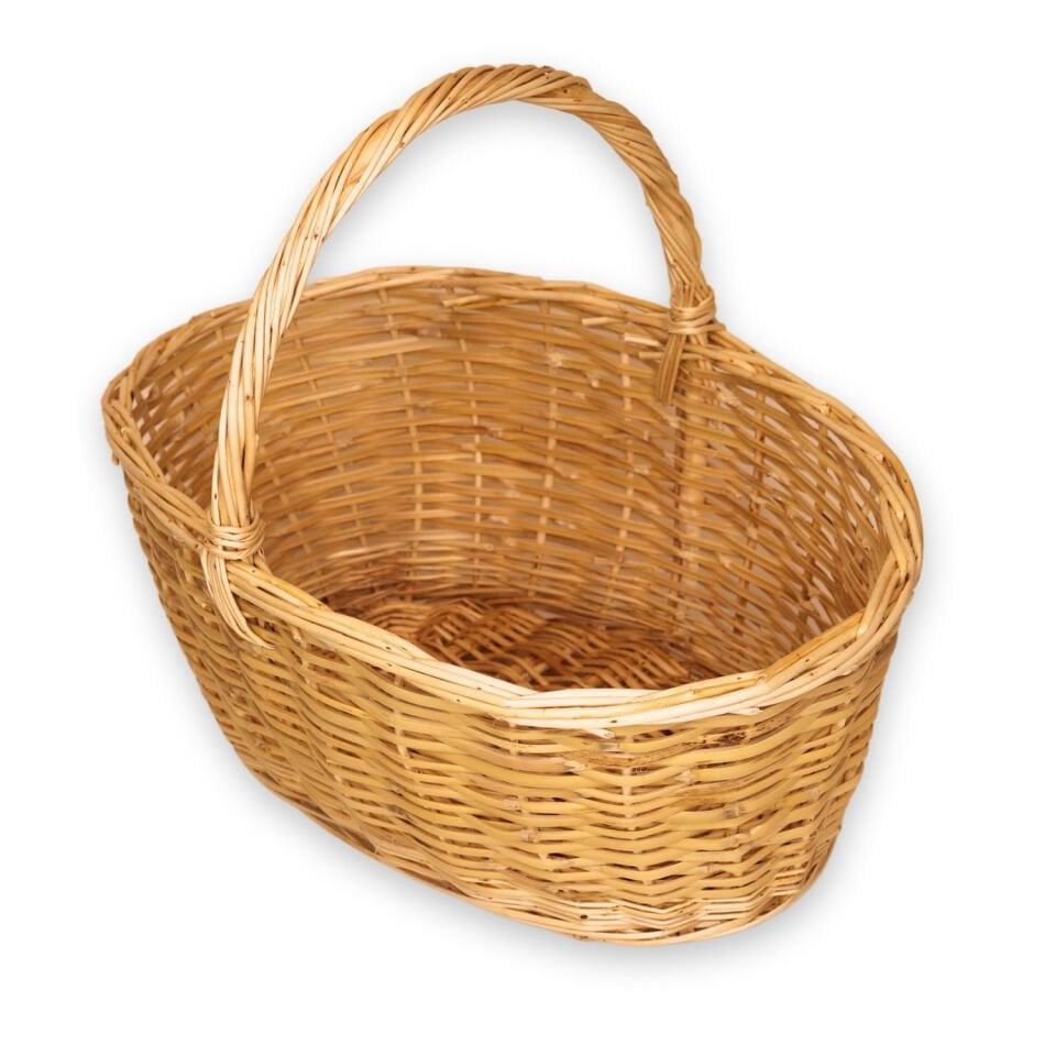 Oval saplı hasır sepet