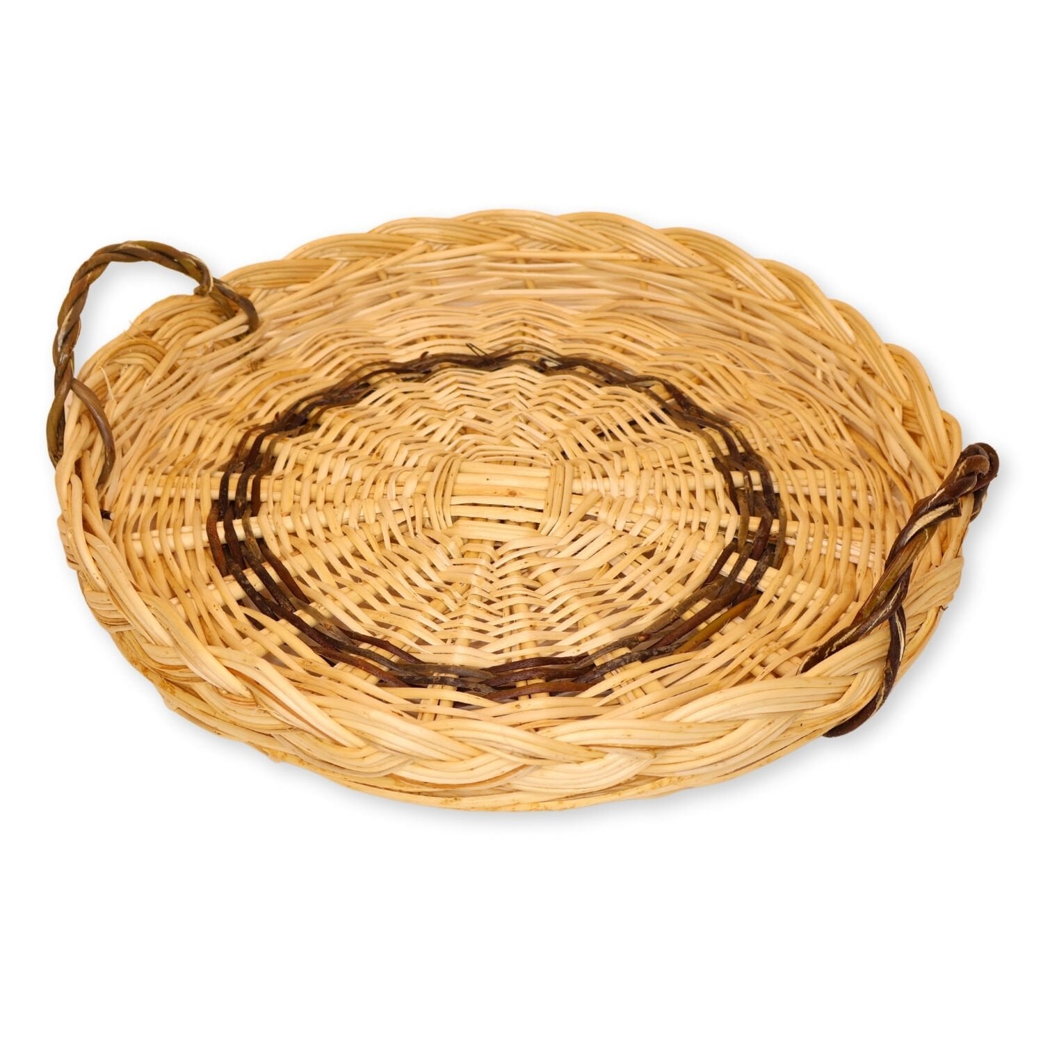 Tutamaçlı hasır saplı tepsi