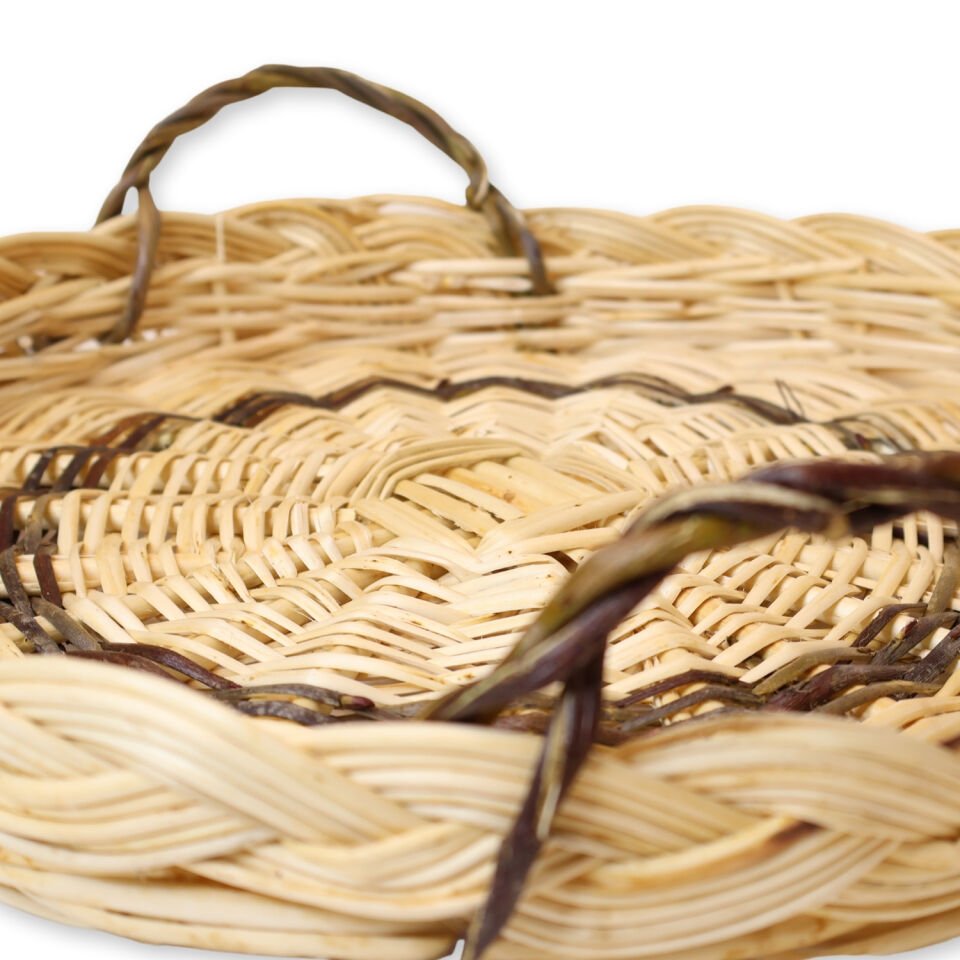 Tutamaçlı hasır saplı tepsi