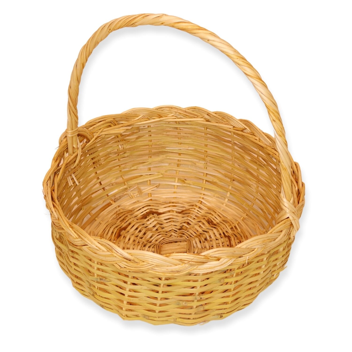 Yuvarlak saplı büyük hasır sepet