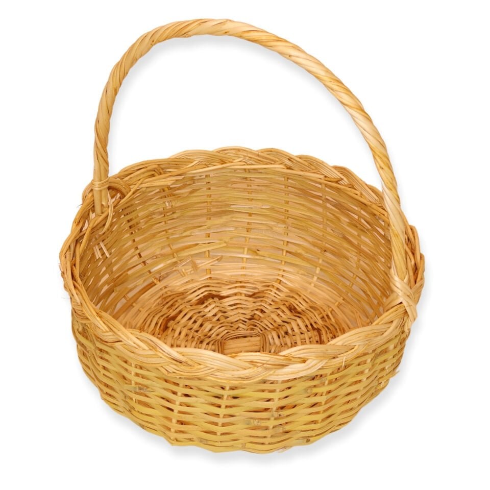 Yuvarlak saplı büyük hasır sepet