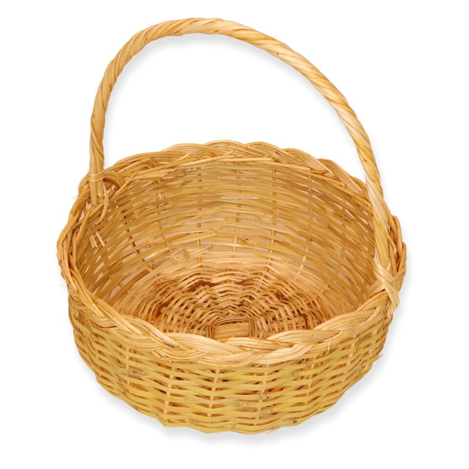 Yuvarlak saplı büyük hasır sepet
