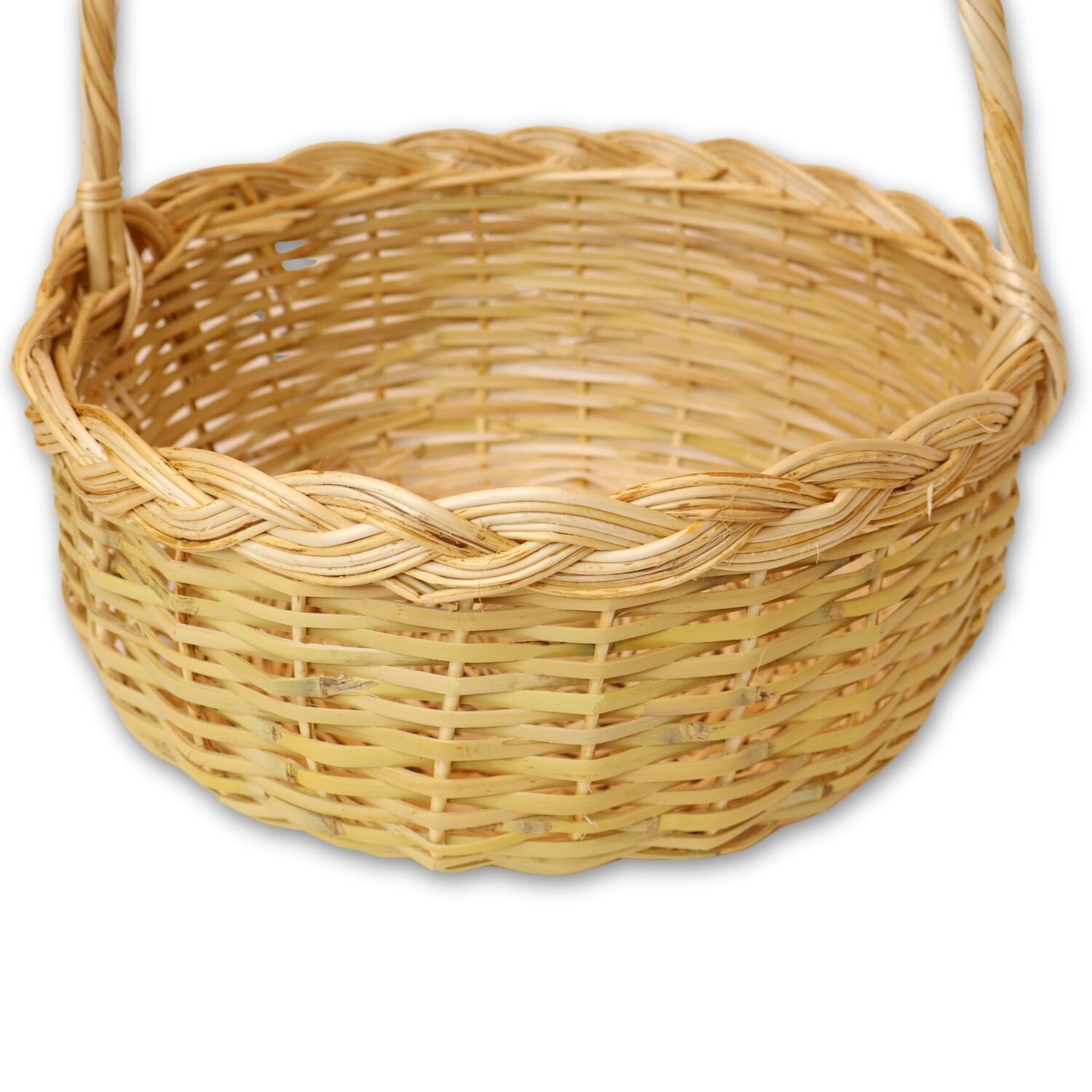 Yuvarlak saplı büyük hasır sepet