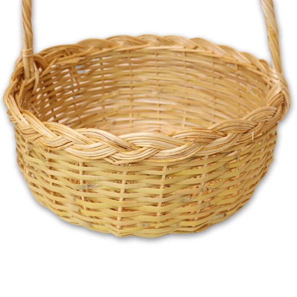 Yuvarlak saplı büyük hasır sepet