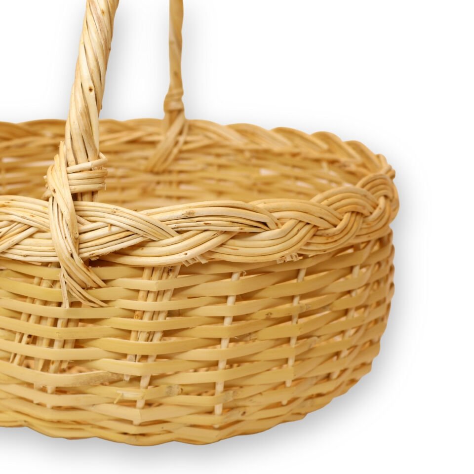 Yuvarlak saplı büyük hasır sepet