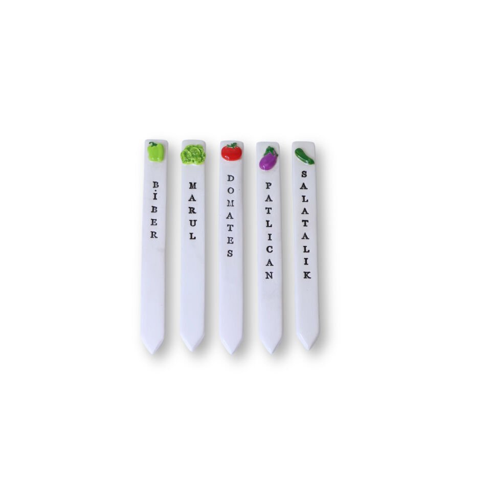 Patlıcan desenli seramik bitki etiketi