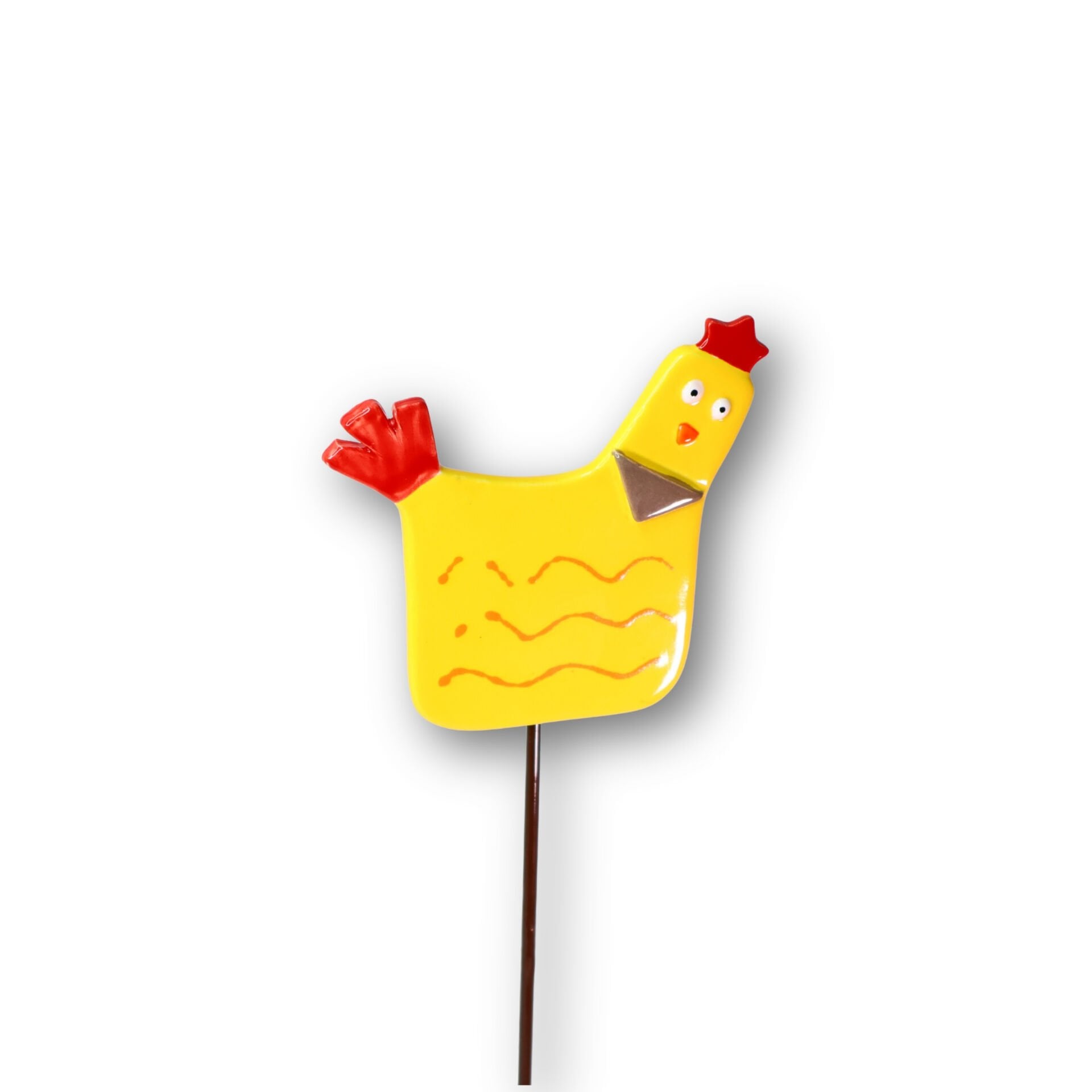 Seramik saksı süsü sarı tavuk