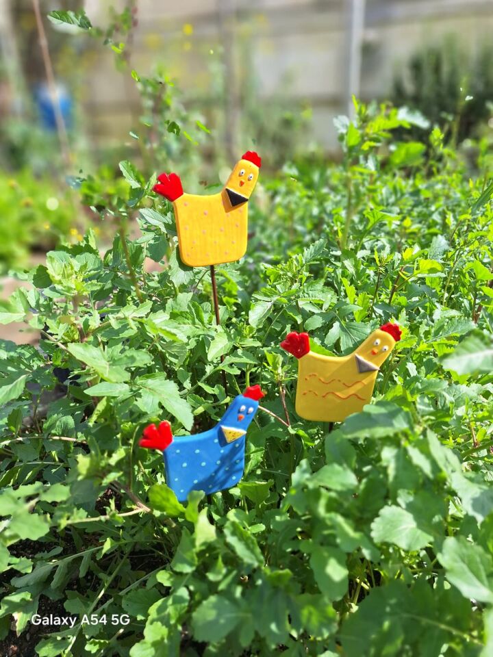 Seramik saksı süsü mavi tavuk