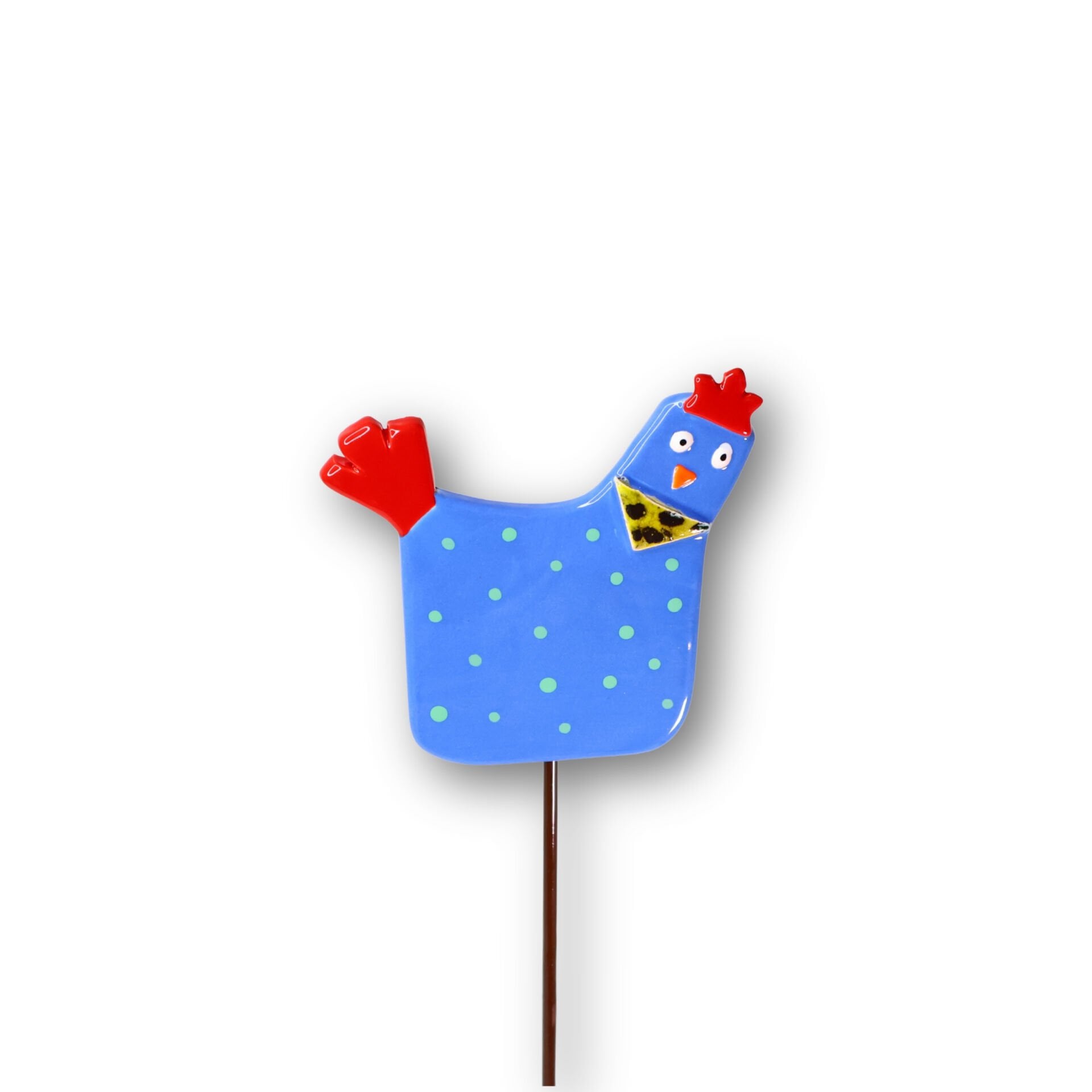 Seramik saksı süsü mavi tavuk