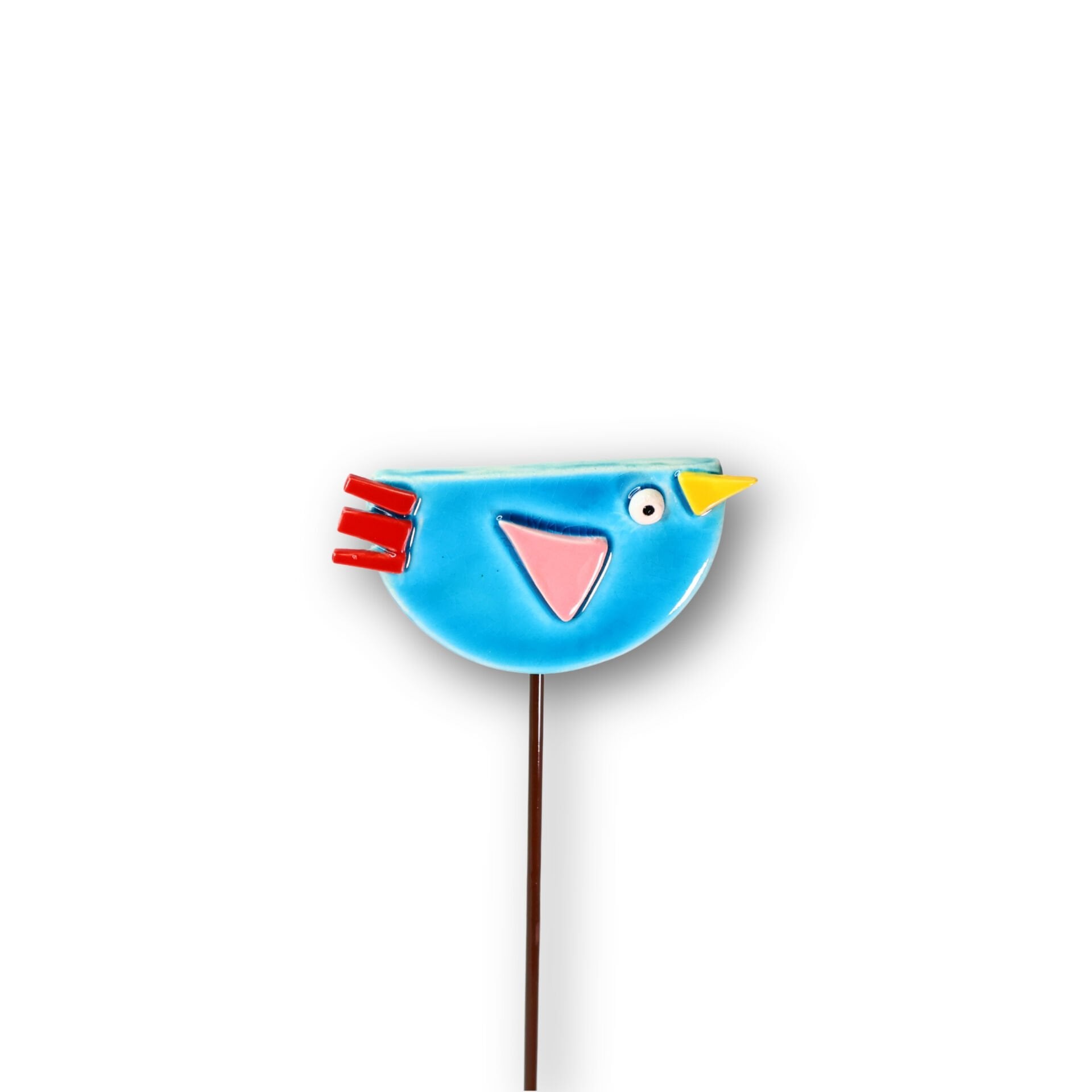 Seramik saksı süsü turkuaz kuş