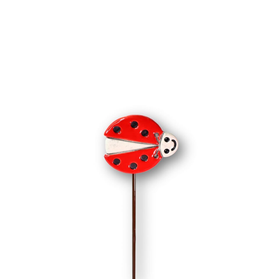 Seramik saksı süsü uğur böceği sağa bakan