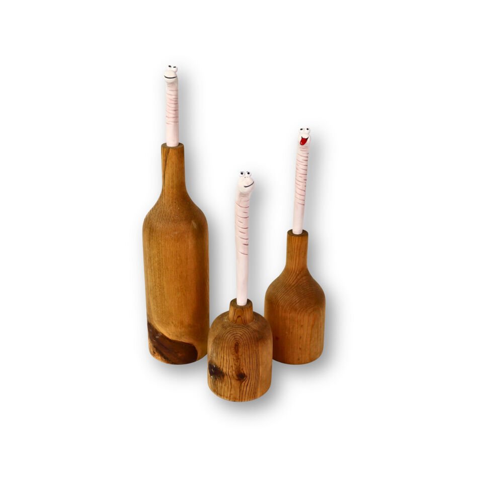 Seramik saksı süsü solucan 15 cm