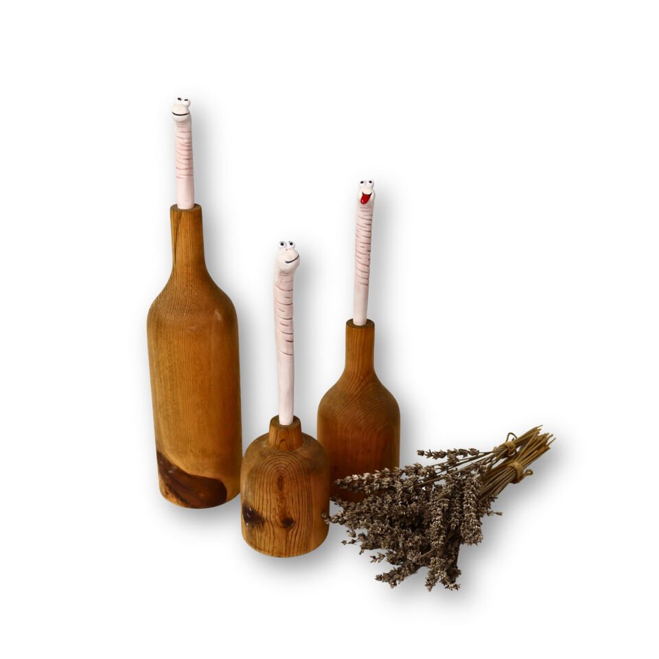 Seramik saksı süsü solucan 20 cm