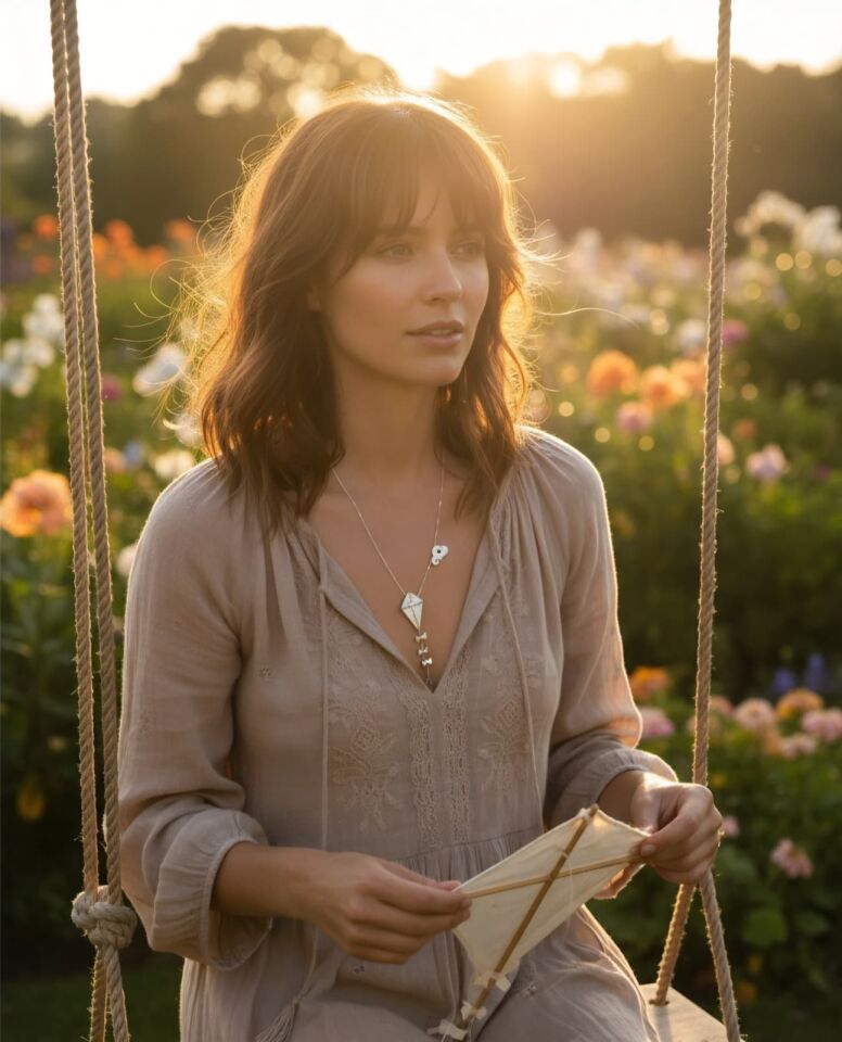 Zincirli uçurtmalı gümüş kolye