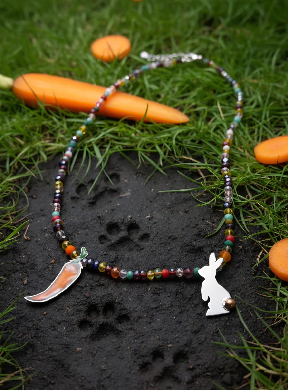 Tavşan havuç gümüş kolye