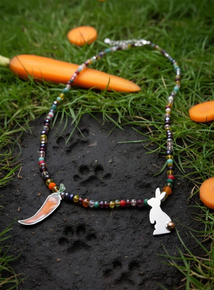 Tavşan havuç gümüş kolye