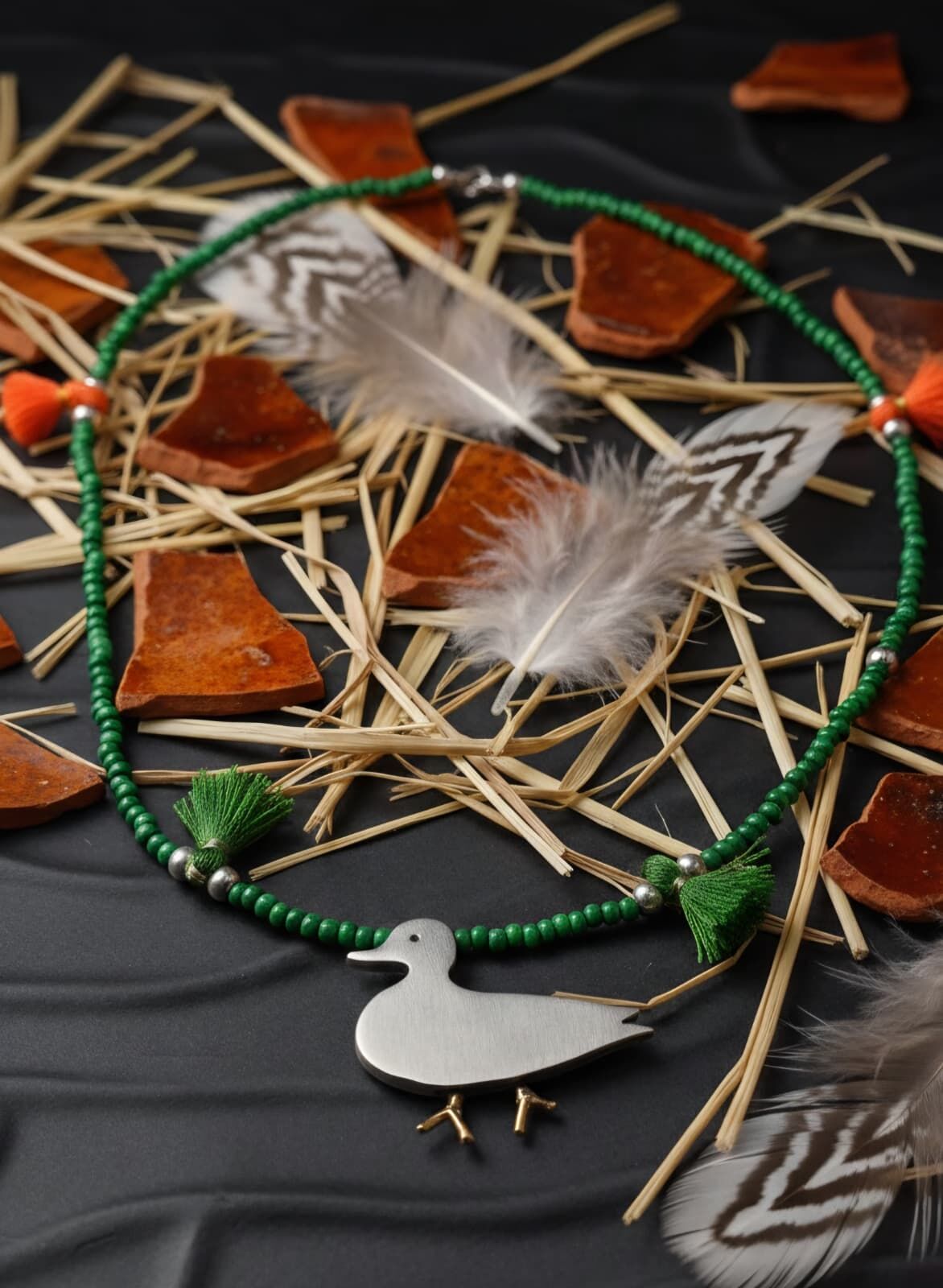 Ördek gümüş kolye