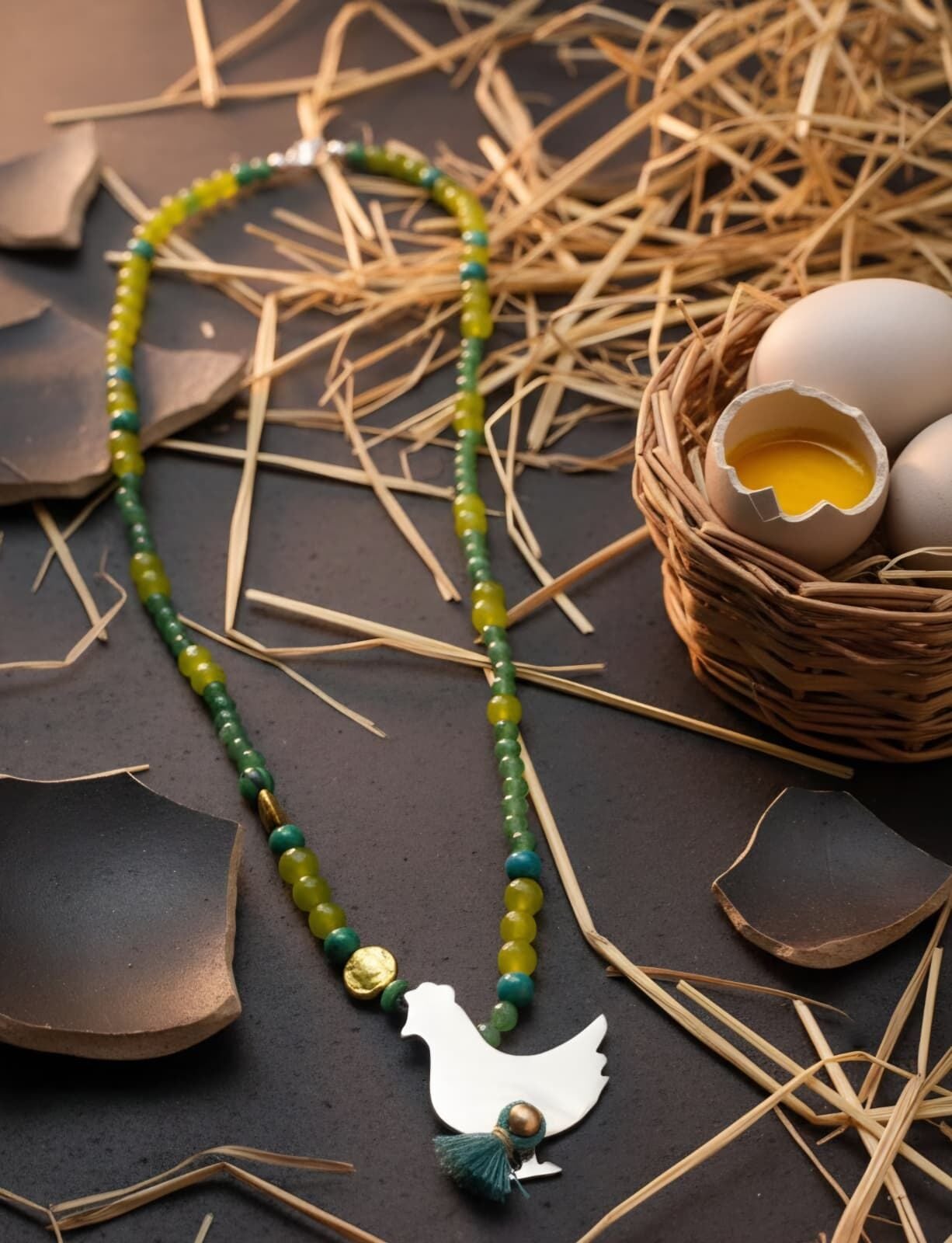 Tavuk gümüş kolye