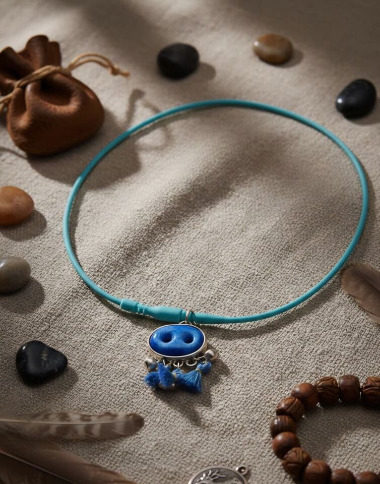 Mavi Mardin nazarlığı gümüş kolye