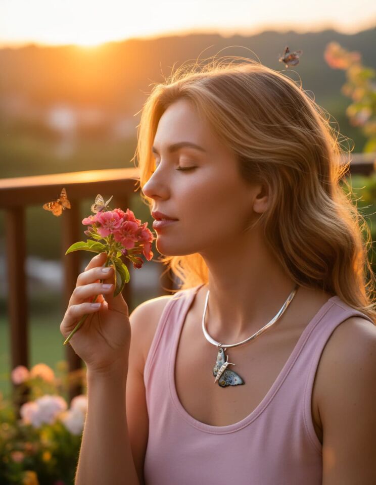 Mineli mavi gümüş kelebek kolye