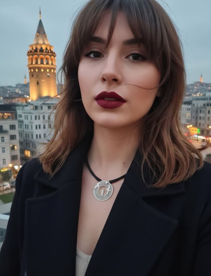 Kız kulesi telkari gümüş kolye