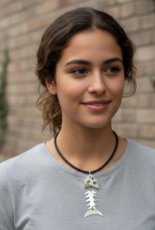 Doğaltaş kılçık balık kolye