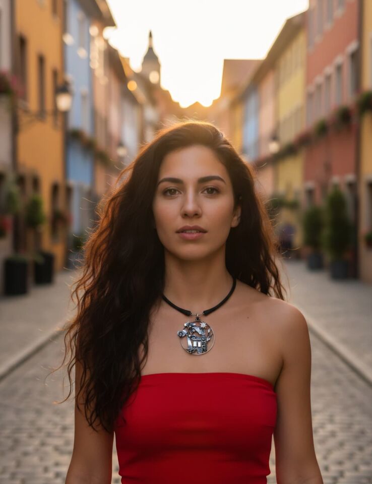 Şehir eskitme gümüş kolye