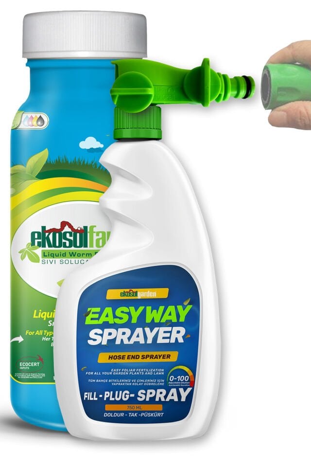 EkosolFarm EWS Hortum Ucu Sprayer + Sıvı Solucan Gübresi 1 Lt