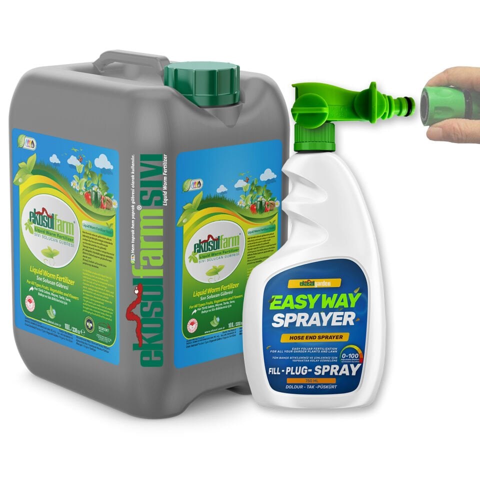 EkosolFarm EWS Hortum Ucu Sprayer Sıvı Solucan Gübresi 10 Lt