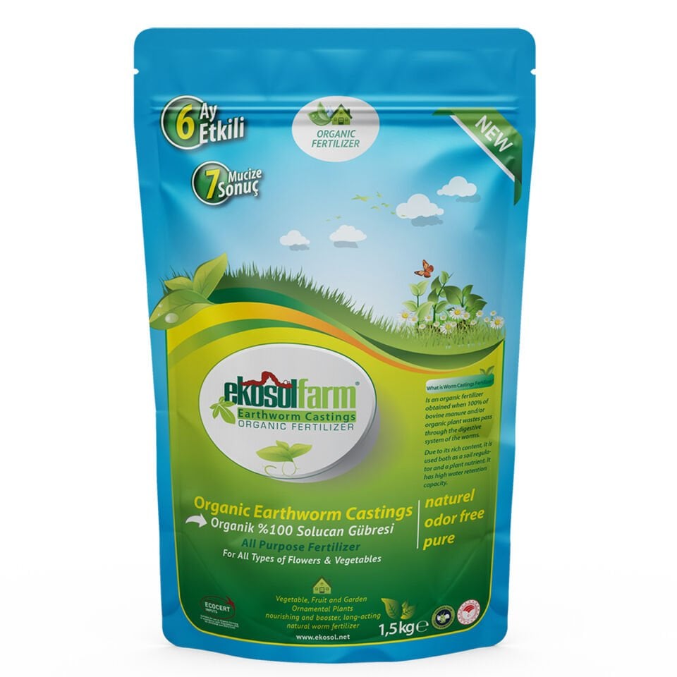 EkosolFarm Sıvı + Katı Solucan Gübresi Seti 1 Lt + 1,5 Kg