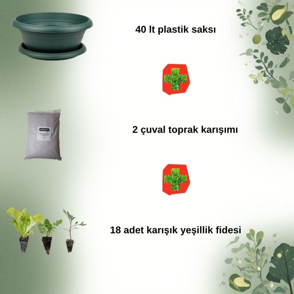 Mini Salata Bahçesi Seti - 18 Fide & Hazır Toprak & Sebze Yatağı