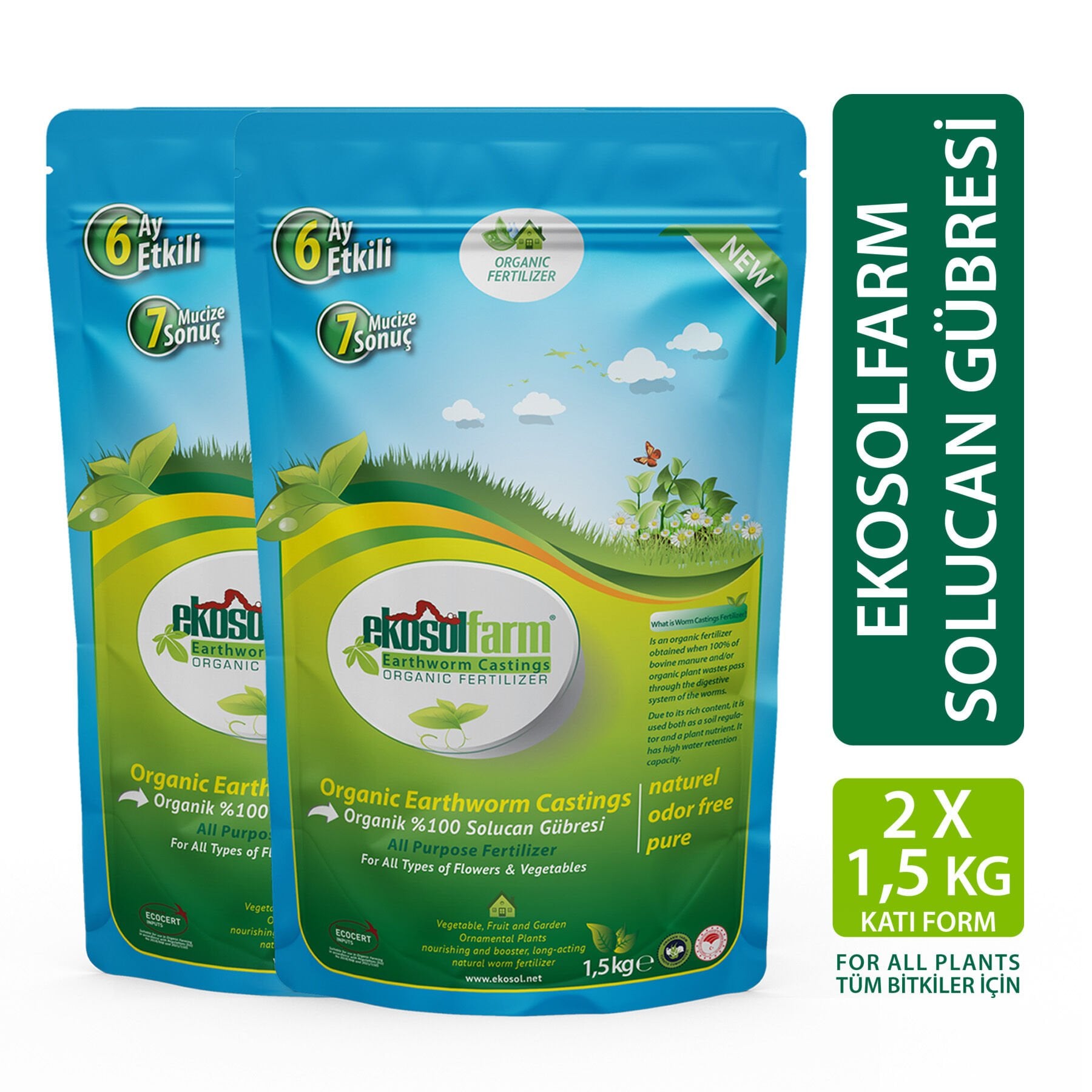 EkosolFarm Solucan Gübresi 3 kg (2X1,5 kg)