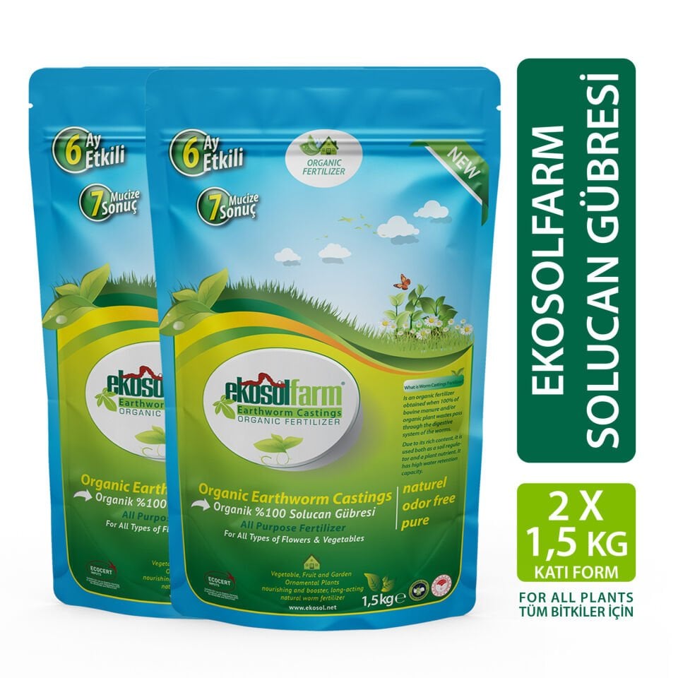 EkosolFarm Solucan Gübresi 3 kg (2X1,5 kg)
